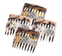 WWZ889 Lot de 4 petits peignes à cheveux français torsadés décoratifs pour chignon pour femmes et filles (écaille de tortue, léopard)