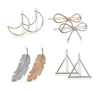 WWZ889 Lot de 8 épingles à cheveux à motif géométrique, nœud en forme de feuille, triangle, lune, creux