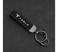 WWZS Porte-clés de Voiture en Cuir Véritable pour Tesla Model Y, Porte-Clés en Métal PU Corde Keychain pour Homme et Femme,C