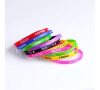 Wxbc Sports Best Friend Lettres imprimées Bracelets en Silicone Lumineux amp; Bangles Femmes Bracelet de Fitness en Caoutchouc Fluorescent-Coloré, 6 PCS