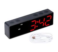 WXCHISU Minuteur d'entraînement numérique LED Multifonctionnel, Horloge de Bureau électronique pour Chambre ou Salle de Sport (Cadre Noir + écran Bleu et Rouge)