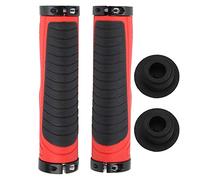WXCHISU Poignées de guidon de vélo de montagne, pour vélos, revêtement en caoutchouc antidérapant, conception ergonomique, absorption des chocs, posture de préhension correcte, (Noir Rouge)