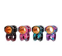 WXCHISU Potence de vélo Universelle, Guidon Court 31,8/35 mm, Alliage d'aluminium léger, Longueur 35 mm, Collier de Serrage à 4 boulons pour Route, Montagne, BMX, Piste (Rose Rouge et Bleu)