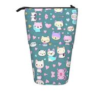 WXCJWD Adorable petit renard télescopique rétractable trousse de maquillage portable et boîte de rangement de papeterie adaptée pour les environnements de bureau