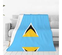 WXCJWD Couverture en microfibre ultra douce avec drapeau de Sainte-Lucie - 152,4 x 127 cm - Pour toutes les saisons - Pour literie, canapé et voyage