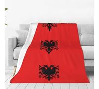 WXCJWD Couverture polaire ultra douce en microfibre pour toutes les saisons - Motif drapeau albanais - 101,6 x 76,2 cm