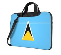 WXCJWD Drapeau de Sainte Lucie pour ordinateur portable et tablette, design élégant, tissu durable et hydrofuge, décontracté, Noir , 14 inch