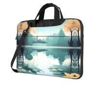WXCJWD Feuilles tombées sur un lac tranquille pour ordinateur portable et tablette, design élégant, tissu durable et hydrofuge, décontracté, Noir , 13 inch