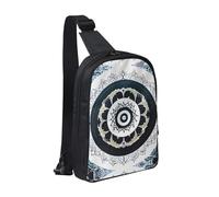 WXCJWD Joli petit ange sac à bandoulière pour homme et femme - Sac à bandoulière tendance - Sac de poitrine décontracté avec bandoulière convertible., Totem rond noir et blanc, Taille unique