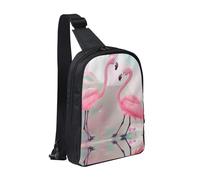 WXCJWD Joli sac à bandoulière à fond bleu pour homme et femme - Sac à bandoulière tendance - Sac de poitrine décontracté avec bandoulière convertible., Love Flamingo, Taille unique