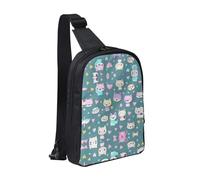 WXCJWD Joli sac à bandoulière à fond bleu pour homme et femme - Sac à bandoulière tendance - Sac de poitrine décontracté avec bandoulière convertible., Adorable petit renard., Taille unique