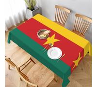 WXCJWD Nappe rectangulaire texturée en lin avec drapeau du Cameroun imperméable et résistante aux taches, infroissable, tissu décoratif de style rustique pour salle à manger, fête, buffet, mariage