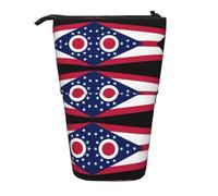 WXCJWD Ohio State Flag Crayon télescopique rétractable Trousse de maquillage portable et boîte de rangement pour papeterie Convient pour les environnements de bureau