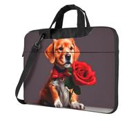 WXCJWD Ordinateur portable et tablette à motif de chien gentleman, design élégant, tissu durable et hydrofuge, décontracté, Noir , 15.6 inch