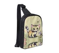 WXCJWD Pebbles in the beach Sac à bandoulière pour femme et homme Sac à bandoulière tendance Bakpack décontracté avec bandoulière convertible., Chat et papillon., Taille unique