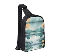 WXCJWD Pebbles in the beach Sac à bandoulière pour femme et homme Sac à bandoulière tendance Bakpack décontracté avec bandoulière convertible., Feuilles tombées sur un lac tranquille, Taille unique