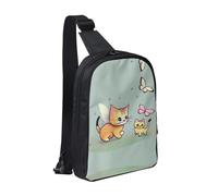 WXCJWD Pebbles in the beach Sac à bandoulière pour femme et homme Sac à bandoulière tendance Bakpack décontracté avec bandoulière convertible., Papillon chaton, Taille unique