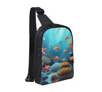 WXCJWD Pebbles in the beach Sac à bandoulière pour femme et homme Sac à bandoulière tendance Bakpack décontracté avec bandoulière convertible., Poisson corail sous l'eau, Taille unique