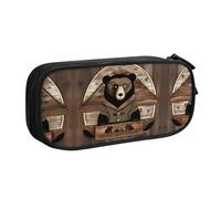 WXCJWD Rustic Lodge Bear Trousse à crayons pour grand sac à crayons simple multifonctionnel pour bureau