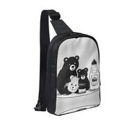 WXCJWD Sac à bandoulière motif ballon « Happy Birthday » pour femmes et hommes, sac à bandoulière tendance, sac de poitrine décontracté avec bandoulière convertible., Ours mignon en forme de bouteille