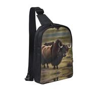 WXCJWD Sac à bandoulière motif ballon « Happy Birthday » pour femmes et hommes, sac à bandoulière tendance, sac de poitrine décontracté avec bandoulière convertible., Mighty Highland Yak, Taille