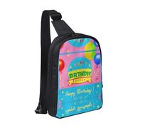 WXCJWD Sac à bandoulière motif ballon « Happy Birthday » pour femmes et hommes, sac à bandoulière tendance, sac de poitrine décontracté avec bandoulière convertible., Ballon Happy Birthday, Taille