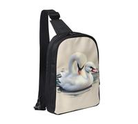 WXCJWD Sac à bandoulière motif ballon « Happy Birthday » pour femmes et hommes, sac à bandoulière tendance, sac de poitrine décontracté avec bandoulière convertible., Joli petit cygne, Taille unique