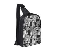 WXCJWD Sac à bandoulière motif feuilles artistiques pour homme et femme - Sac à bandoulière tendance - Sac de poitrine décontracté avec bandoulière convertible., Affichage imprimé léopard, Taille