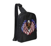 WXCJWD Sac à bandoulière rétro avec drapeau du Canada pour homme et femme, sac à bandoulière tendance, sac de poitrine décontracté avec bandoulière convertible., Drapeau des États-Unis Aigle