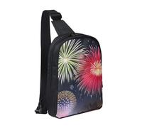 WXCJWD Sac à bandoulière tendance avec araignées de la forêt tropicale pour homme et femme - Sac de poitrine décontracté avec bandoulière convertible., Splendides feux d'artifice, Taille unique