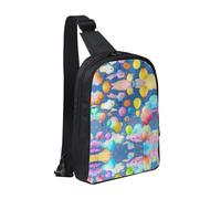 WXCJWD Sac à bandoulière tendance avec ballons colorés pour homme et femme - Sac de poitrine décontracté avec bandoulière convertible., Ballons colorés., Taille unique