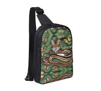 WXCJWD Sac à bandoulière tendance avec drapeau albanais pour homme et femme - Sac de poitrine décontracté avec bandoulière convertible., L'histoire du serpent et du chat, Taille unique