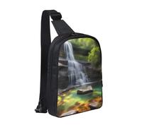 WXCJWD Sac à bandoulière Waterfall View pour homme et femme - Sac à bandoulière tendance - Sac de poitrine décontracté avec bandoulière convertible., Vues cascade, Taille unique