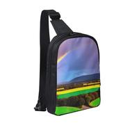 WXCJWD Sac à bandoulière Waterfall View pour homme et femme - Sac à bandoulière tendance - Sac de poitrine décontracté avec bandoulière convertible., Soirée arc-en-ciel, Taille unique