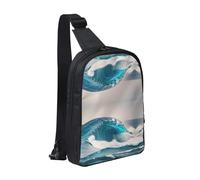 WXCJWD Sac à bandoulière Waterfall View pour homme et femme - Sac à bandoulière tendance - Sac de poitrine décontracté avec bandoulière convertible., Dessin animé bleu mer vague, Taille unique