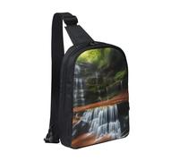 WXCJWD Sac à bandoulière Waterfall View pour homme et femme - Sac à bandoulière tendance - Sac de poitrine décontracté avec bandoulière convertible., Vue cascade, Taille unique