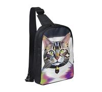 WXCJWD Serious Cat Sac à bandoulière tendance pour homme et femme avec bandoulière convertible., Chat sérieux, Taille unique