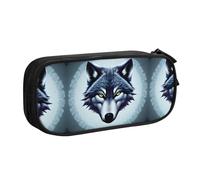 WXCJWD Trousse à crayons avec tête de loup féroce pour grand sac à crayons simple et multifonctionnel pour le bureau