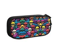 WXCJWD Trousse à crayons colorée avec tête de mort pour grand sac à crayons simple et multifonctionnel pour le bureau
