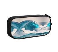 WXCJWD Trousse à crayons motif vague de mer bleue de dessin animé pour grand sac à crayons simple multifonctionnel pour bureau