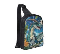 WXCJWD Un flocage de flamants roses Sac à bandoulière tendance pour homme et femme Sac de poitrine décontracté avec bandoulière convertible., Adorable dinosaure., Taille unique