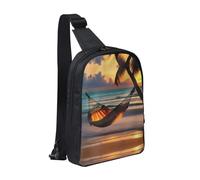 WXCJWD Un flocage de flamants roses Sac à bandoulière tendance pour homme et femme Sac de poitrine décontracté avec bandoulière convertible., Hamac de plage au coucher, Taille unique