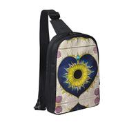 WXCJWD Un flocage de flamants roses Sac à bandoulière tendance pour homme et femme Sac de poitrine décontracté avec bandoulière convertible., Dessin animé Coeur Soleil, Taille unique