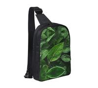 WXCJWD Un flocage de flamants roses Sac à bandoulière tendance pour homme et femme Sac de poitrine décontracté avec bandoulière convertible., Feuille verte nature, Taille unique