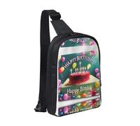 WXCJWD Un flocage de flamants roses Sac à bandoulière tendance pour homme et femme Sac de poitrine décontracté avec bandoulière convertible., Happy Birthday Beautiful, Taille unique