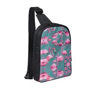 WXCJWD Un flocage de flamants roses Sac à bandoulière tendance pour homme et femme Sac de poitrine décontracté avec bandoulière convertible., Un troupeau de flamants roses, Taille unique