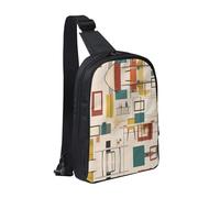 WXCJWD Un flocage de flamants roses Sac à bandoulière tendance pour homme et femme Sac de poitrine décontracté avec bandoulière convertible., Moderne du milieu du siècle., Taille unique