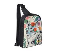 WXCJWD Un flocage de flamants roses Sac à bandoulière tendance pour homme et femme Sac de poitrine décontracté avec bandoulière convertible., Tigre blanc mignon, Taille unique
