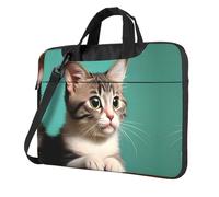 WXCJWD Un ordinateur portable et une tablette curieux de chat, design élégant, tissu durable et hydrofuge, décontracté, Noir , 14 inch