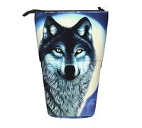 WXCJWD Wolf Under Moon Crayon télescopique rétractable Trousse de maquillage portable et boîte de rangement pour papeterie Convient pour les environnements de bureau